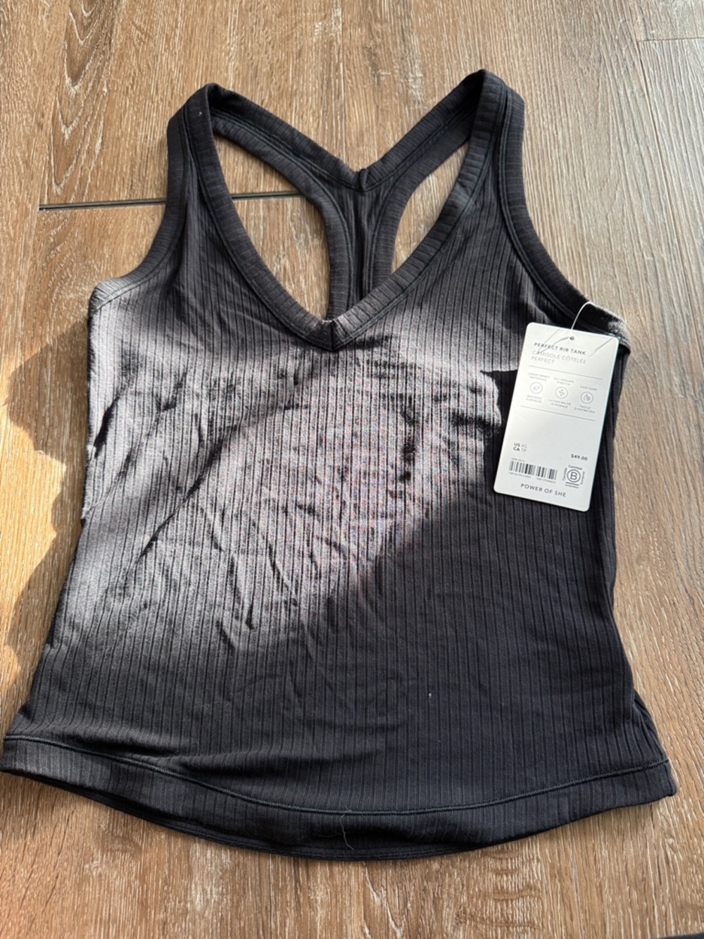 Athleta Black Ribbed V-Neck Racerback Tank